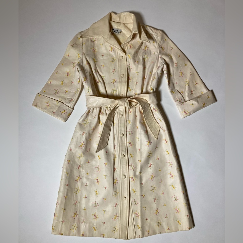 Vintage Jason David embroidered faux leather Trench Coat Size S